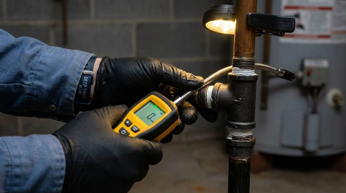 Gas leak detection with electronic sniffer by Johns Plumbing LLC in Pikesville