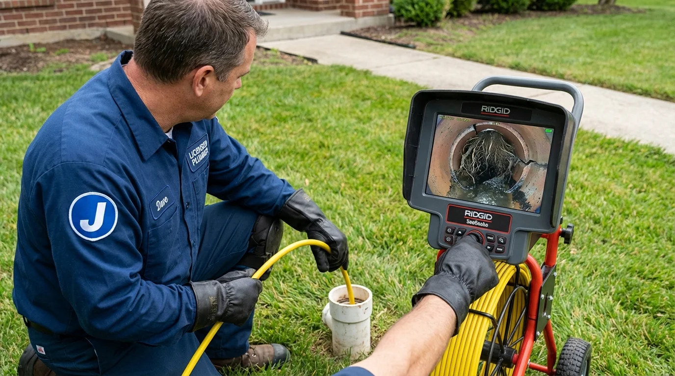 Sewer camera inspection being performed by Johns Plumbing LLC in Pikesville